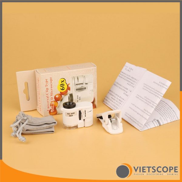 kính hiển vi mini 60x kèm đèn LED UV