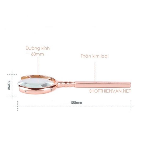 Kính lúp Russia Metal Magnifier 60mm mạ chrome cao cấp - Màu Đồng Xước
